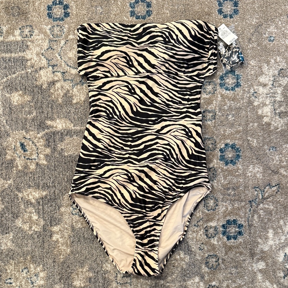 NWT Aerie Long Torso Zebra Print One-piece Swimsuit